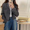 Blazers Women Cropped Solid Office-look Simple Spring Mujer Notched All-match Ulzzang Long Sleeve Basic Feminine Fall Clothing