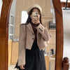 Blazers Women Cropped Solid Office-look Simple Spring Mujer Notched All-match Ulzzang Long Sleeve Basic Feminine Fall Clothing