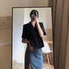 Blazers Women Cropped Summer Loose Elegant Office Lady Basic Single Breasted Minimalist Street Temperament Daily Outwear Chic