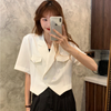 Blazers Women Crops Chic Stylish Solid Notched Ulzzang Summer Ins Double Breasted Sweet Style Students Outerwear Basic Mujer New