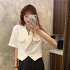 Blazers Women Crops Chic Stylish Solid Notched Ulzzang Summer Ins Double Breasted Sweet Style Students Outerwear Basic Mujer New