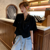 Blazers Women Crops Chic Stylish Solid Notched Ulzzang Summer Ins Double Breasted Sweet Style Students Outerwear Basic Mujer New