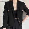 Blazers Women Crops Design Solid Harajuku Casual Slim Ins Female Spring Fall All-match Notched Hipster Mujer Outwear