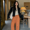 Blazers Women Crops Leisure Solid Daily Harajuku Single Button Design Lady Autumn Notched All-match Streetwear Outwear