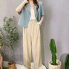 Blazers Women Crops Soft Office Ladies Ulzzang High Street Summer Notched Basic Mujer De Moda Popular Thin Ins Outerwear