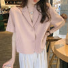 Blazers Women Crops Soft Office Ladies Ulzzang High Street Summer Notched Basic Mujer De Moda Popular Thin Ins Outerwear