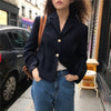 Blazers Women Design Solid Loose Notched All-match Cropped Female Clothing Streetwear Simple Popular Spring Mujer Preppy