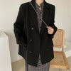 Blazers Women Double Breasted Casual All-match Spring Baggy Long Sleeve Notched Korean Style Elegant Design Outerwear Ladies