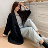 Blazers Women Double Breasted Outerwear Solid Loose Chic Spring Office Basic Notched Ladies Cool All-match Cozy Retro