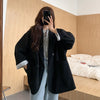 Blazers Women Double Breasted Outerwear Solid Loose Chic Spring Office Basic Notched Ladies Cool All-match Cozy Retro