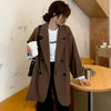 Blazers Women Double Breasted Outerwear Solid Loose Chic Spring Office Basic Notched Ladies Cool All-match Cozy Retro