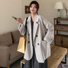 Blazers Women Double Breasted Outerwear Solid Loose Chic Spring Office Basic Notched Ladies Cool All-match Cozy Retro