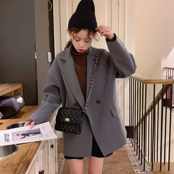 Blazers Women Double Breasted Fresh Preppy Style Loose Leisure All-match Spring Tops Lovely Ulzzang Chic Ins Outwear