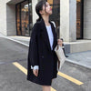 Blazers Women Double Breasted Patchwork Stripe Korean Style Office Lady Notched Loose Leisure Elegant Suits Medium-long Overcoat