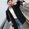 Blazers Women Double Breasted Pure Black Leisure Trendy Spring All-match Lady British Style Tops Ulzzang Chic Regular Coats