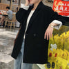 Blazers Women Double Breasted Pure Black Leisure Trendy Spring All-match Lady British Style Tops Ulzzang Chic Regular Coats
