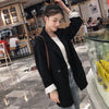Blazers Women Double Breasted Pure Black Leisure Trendy Spring All-match Lady British Style Tops Ulzzang Chic Regular Coats