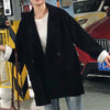 Blazers Women Double Breasted Pure Black Leisure Trendy Spring All-match Lady British Style Tops Ulzzang Chic Regular Coats