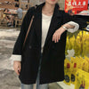 Blazers Women Double Breasted Pure Black Leisure Trendy Spring All-match Lady British Style Tops Ulzzang Chic Regular Coats