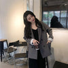 Blazers Women Double Breasted Solid Black Gray Spring Autumn  Simple All-match Loose Korean Style Business Ladies Korean Style