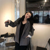 Blazers Women Double Breasted Solid Black Gray Spring Autumn  Simple All-match Loose Korean Style Business Ladies Korean Style