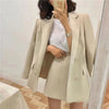 Blazers Women Double Breasted Solid Minimalist Loose Autumn Outwear Office Lady Temperament Basic All-match Cozy High Street Ins