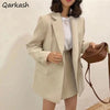 Blazers Women Double Breasted Solid Minimalist Loose Autumn Outwear Office Lady Temperament Basic All-match Cozy High Street Ins