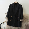 Blazers Women Double Breasted Solid Temperament Retro Leisure All-match Spring Autumn Long Sleeve Design Notched Classic Female