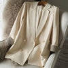 Blazers Women Double Breasted Solid Temperament Retro Leisure All-match Spring Autumn Long Sleeve Design Notched Classic Female