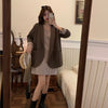 Blazers Women Double-breasted Plaid Loose Pockets Spliced Korean Khaki Button Office High-quality Stylish Spring Chic
