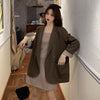 Blazers Women Double-breasted Plaid Loose Pockets Spliced Korean Khaki Button Office High-quality Stylish Spring Chic
