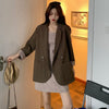 Blazers Women Double-breasted Plaid Loose Pockets Spliced Korean Khaki Button Office High-quality Stylish Spring Chic