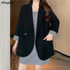 Blazers Women Double-breasted Plaid Loose Pockets Spliced Korean Khaki Button Office High-quality Stylish Spring Chic