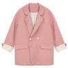 Blazers Women Elegant Double Breasted Casual Loose Sweet Pink Blazer Mujer Korean Style  High Street Notched Outwear