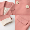 Blazers Women Elegant Double Breasted Casual Loose Sweet Pink Blazer Mujer Korean Style  High Street Notched Outwear