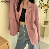 Blazers Women Elegant Office Lady Loose Bf Korean Style Full Sleeve Double Breasted Outwear Business All-match Casual