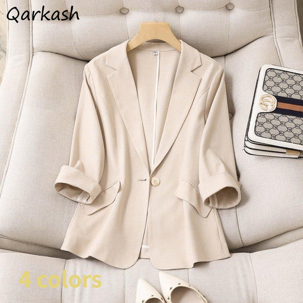 Blazers Women Elegant Simple Classic Summer S-3XL Outwear All-match Office Lady Leisure Soft Temperament Popular Chic Ulzzang