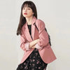 Blazers Women Elegant Solid Notched Pink Temperament Casual All-match Spring Streetwear Tender Korean Version Prevalent