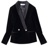 Blazers Women Elegant Vintage V-NECK Suit Jacket Coat Black Velvet Blazer Lady 2023 Autumn Winter Outwear Tops