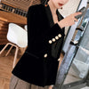 Blazers Women Elegant Vintage V-NECK Suit Jacket Coat Black Velvet Blazer Lady 2023 Autumn Winter Outwear Tops