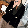 Blazers Women Elegant Vintage V-NECK Suit Jacket Coat Black Velvet Blazer Lady 2023 Autumn Winter Outwear Tops