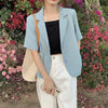 Blazers Women All-match Summer Thin Pockets Notched Simple Korean Workwear Daily Casual Outwear Formal Design Chic Soft
