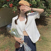 Blazers Women All-match Summer Thin Pockets Notched Simple Korean Workwear Daily Casual Outwear Formal Design Chic Soft