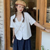 Blazers Women All-match Summer Thin Pockets Notched Simple Korean Workwear Daily Casual Outwear Formal Design Chic Soft