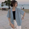 Blazers Women All-match Summer Thin Pockets Notched Simple Korean Workwear Daily Casual Outwear Formal Design Chic Soft