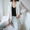 Blazers Women Loose Solid Long Sleeve Notched Thin Sunscreen Leisure All-match Korean Style Minimalist Summer Clothing