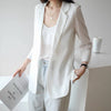 Blazers Women Loose Solid Long Sleeve Notched Thin Sunscreen Leisure All-match Korean Style Minimalist Summer Clothing