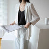 Blazers Women Loose Solid Long Sleeve Notched Thin Sunscreen Leisure All-match Korean Style Minimalist Summer Clothing