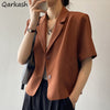 Blazers Women Solid Summer Pockets Casual Cropped Outwear Thin BF 5 Colors Office Lady Simple Mujer Breathable All-match