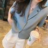 Blazers Women Summer Short Sleeve Blazer Woman All-match Cropped Tops Harajuku Streetwear Outwear Chic Daily Casual Ins